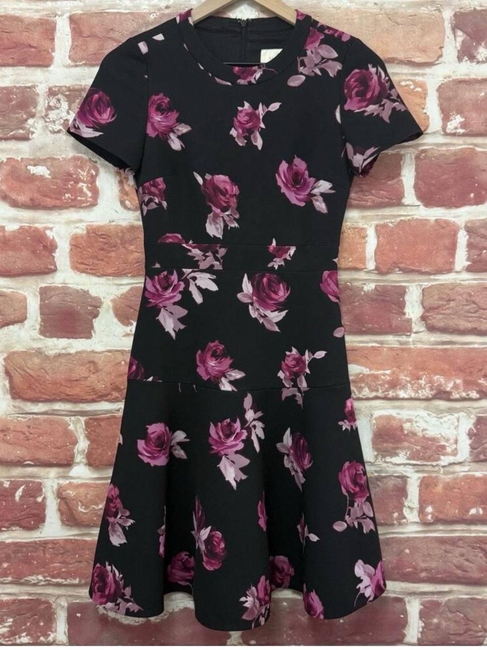 Kate Spade New York Encore Dress Women's 00 Black Multicolor Floral Zip Up